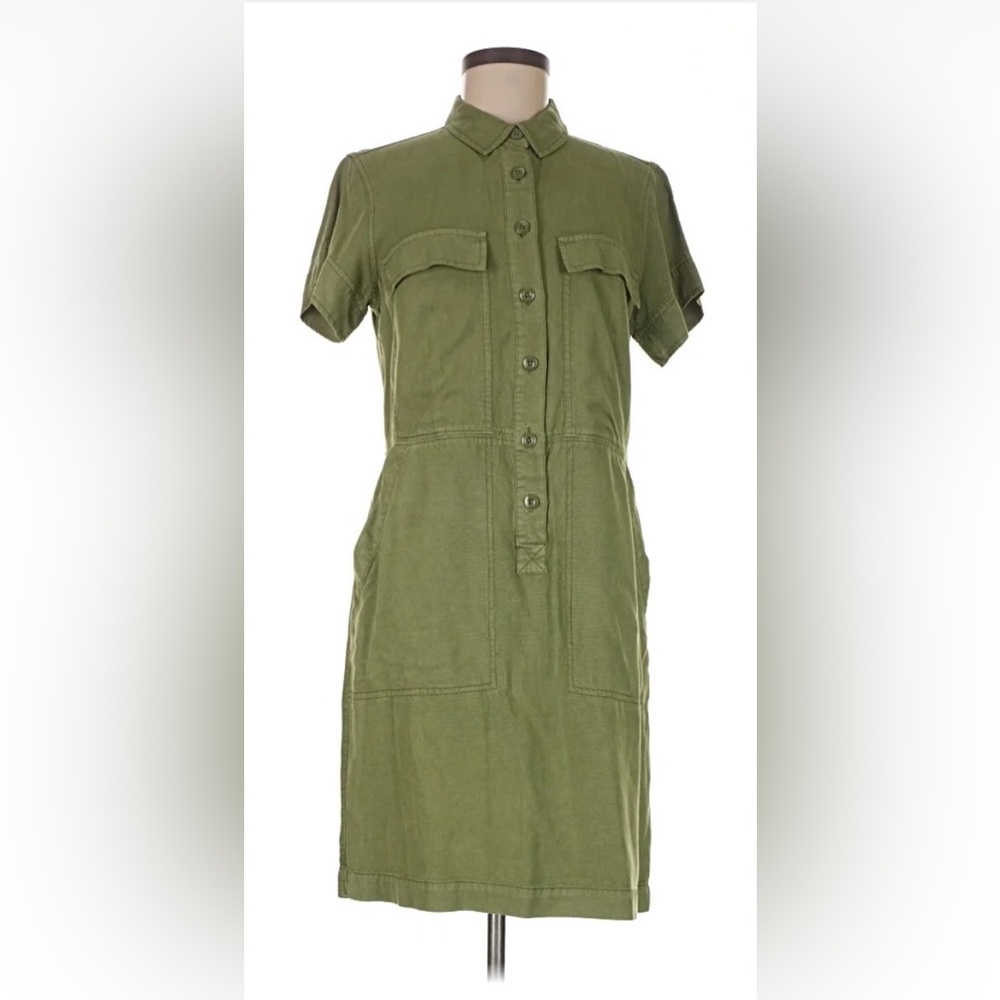 J.Crew Factory Green Shirt Dress Size 6 | Utility Style | Knee Length